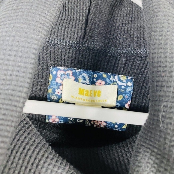 Maeve Anthropologie Size XS Ainsley Thermal Turtleneck Top Black Cotton Blend - Picture 4 of 6